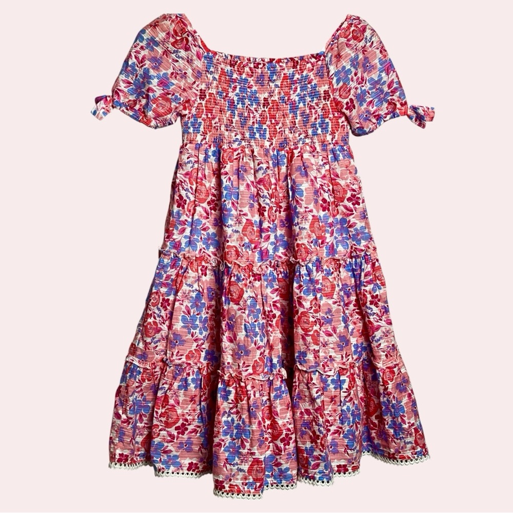 Isaac Mizrahi NY Girls Floral Babydoll Puff Sleeve Dress Size 8 youth